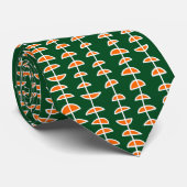 Cravate Motif 080515 - Blanc et orange sur Dk Green (Roulé)