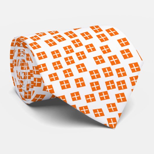 Cravate Motif 270715 - Orange et blanc (Roulé)