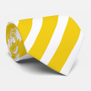 Cravate motif à bande blanche jaune cool