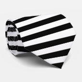 Cravate Motif à bandes horizontales noir et blanc (Roulé)