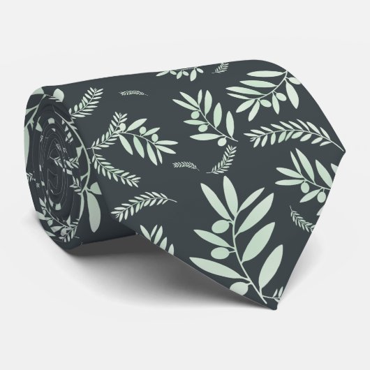 Cravate Motif à branche d'olivier naturel (Roulé)