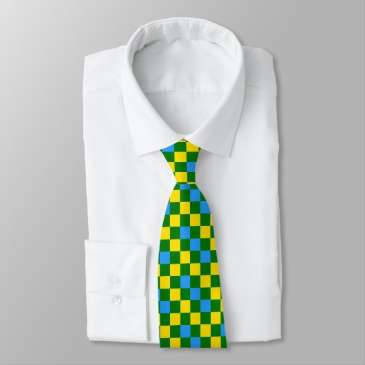 Cravate Motif à carreaux bleu jaune vert (Attaché)