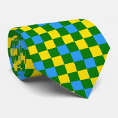 Cravate Motif à carreaux bleu jaune vert (Roulé)