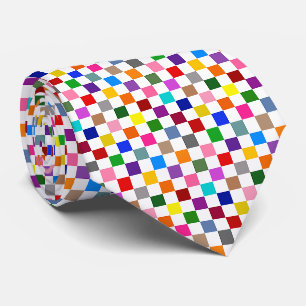 Cravate Motif à carreaux coloré blanc 