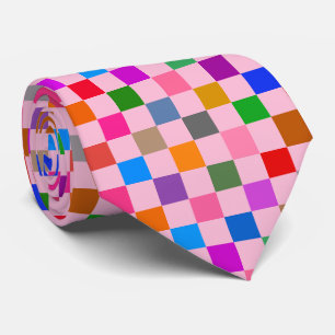 Cravate Motif à carreaux coloré rose