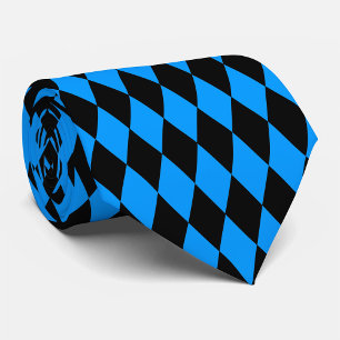 Cravate Motif à carreaux de diamants Harlequin noir bleu 