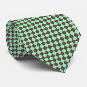 Cravate Motif à carreaux diamant vert marron