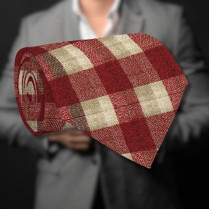 Cravate Motif à carreaux élégant bordeaux ivoire rouge rou