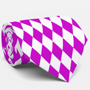 Cravate Motif à carreaux en diamants Harlequin blanc viole