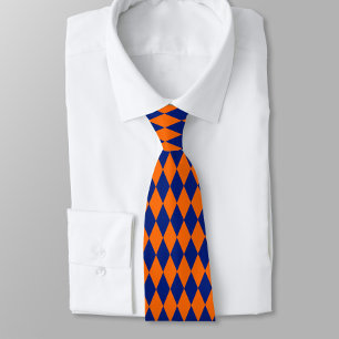 Cravate Motif à carreaux Harlequin orange et bleu