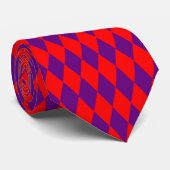 Cravate Motif à carreaux Harlequin rouge et violet (Roulé)