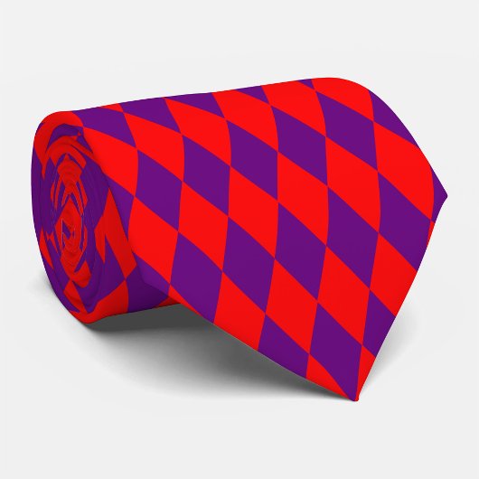 Cravate Motif à carreaux Harlequin rouge et violet