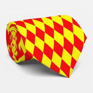 Cravate Motif à carreaux Harlequin rouge jaune