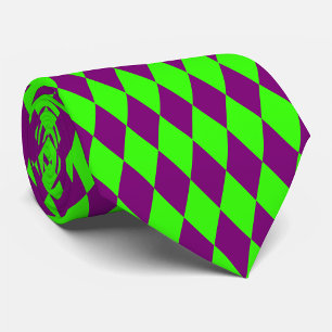Cravate Motif à carreaux Harlequin vert et violet