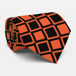 Cravate Motif à carreaux noir orange