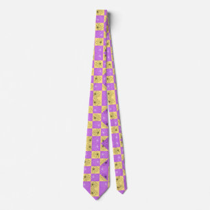 Cravate Motif à carreaux sans couture Fleur d'or violet