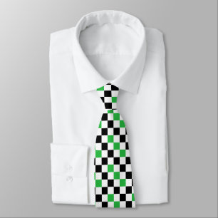 Cravate Motif à carreaux vert noir et blanc
