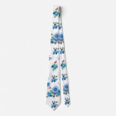 Cravate Motif à coulisse bleu aquarelle de maïs (Devant)
