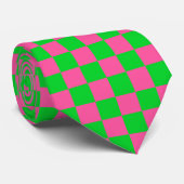 Cravate Motif À damiers chèque rose vert (Roulé)