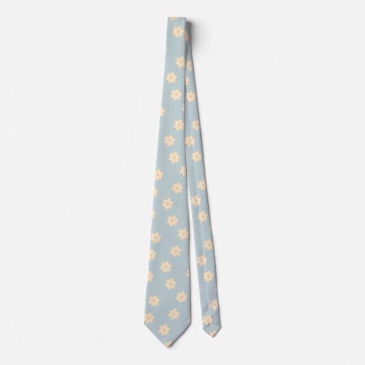 Cravate Motif à fleurs bleu et jaune Pastel Daisy (Devant)