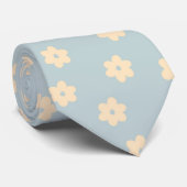 Cravate Motif à fleurs bleu et jaune Pastel Daisy (Roulé)