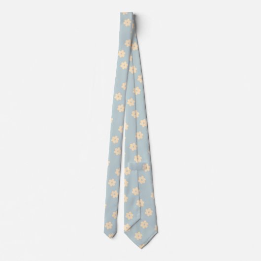 Cravate Motif à fleurs bleu et jaune Pastel Daisy (Dos)