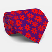Cravate Motif à fleurs - Bleu et Rouge (Roulé)
