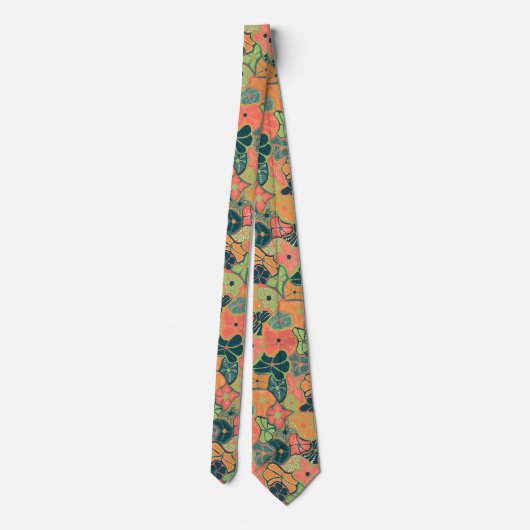 Cravate Motif à fleurs coloré rétro (Dos)
