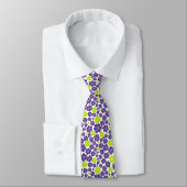 Cravate Motif à fleurs en vert citron et violet (Attaché)