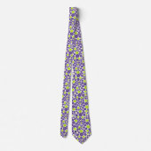 Cravate Motif à fleurs en vert citron et violet (Dos)