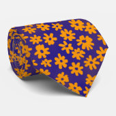 Cravate Motif à fleurs - orange et bleu (Roulé)