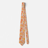 Cravate Motif à fleurs Orange Retro (Devant)