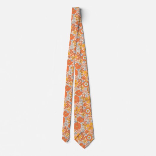 Cravate Motif à fleurs Orange Retro (Dos)