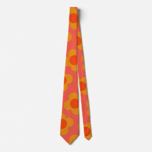 Cravate Motif à fleurs Retro Mod en Orange