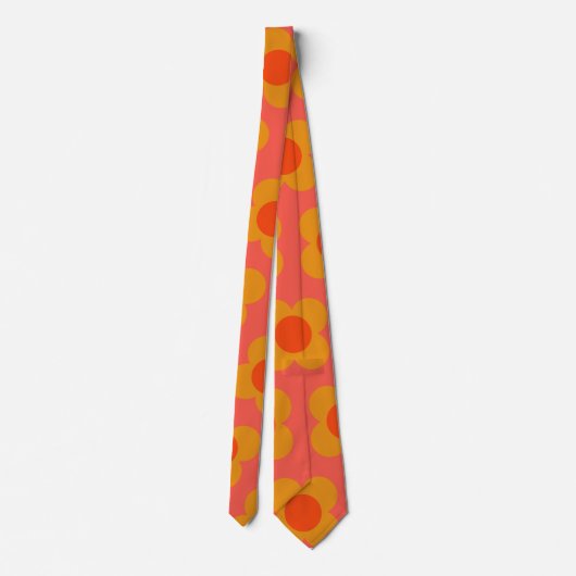 Cravate Motif à fleurs Retro Mod en Orange (Dos)