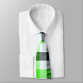 Cravate Motif à plaid vert, noir et blanc (Attaché)