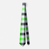 Cravate Motif à plaid vert, noir et blanc (Devant)