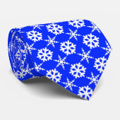 Cravate Motif à points de polka Snowflake sur Blue (Roulé)