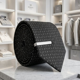 Cravate Motif à points gris X sur fond noir répétitif