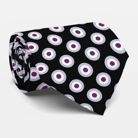 Cravate Motif à points Polka - bleu violet noir blanc (Roulé)