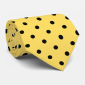 Cravate Motif à points Polka Jaune et Noir (Roulé)