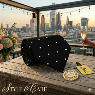 Cravate Motif à pois blanc classique noir formel