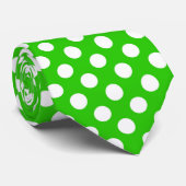 Cravate motif  à pois blanc vert cool (Roulé)
