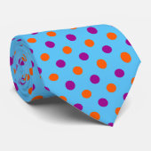 Cravate Motif à pois bleu violet orange (Roulé)