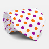 Cravate Motif à pois orange violet blanc (Roulé)