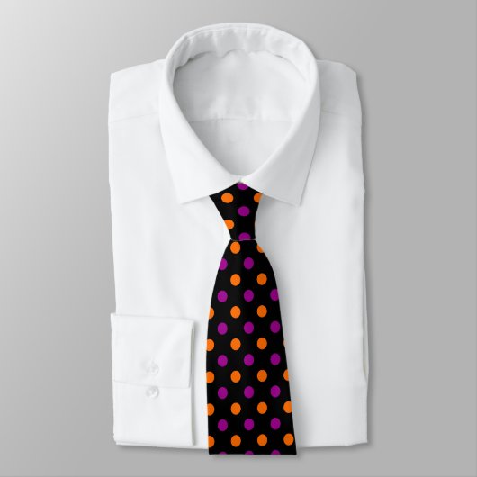 Cravate Motif à pois orange violet noir (Attaché)