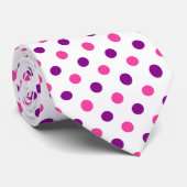 Cravate Motif à pois rose violet blanc (Roulé)