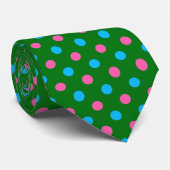 Cravate Motif à pois vert rose bleu (Roulé)