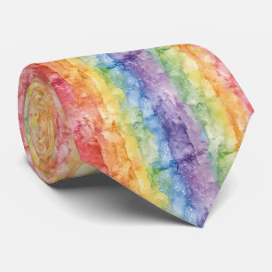 Cravate Motif à rayures aquarelles arc-en-ciel
