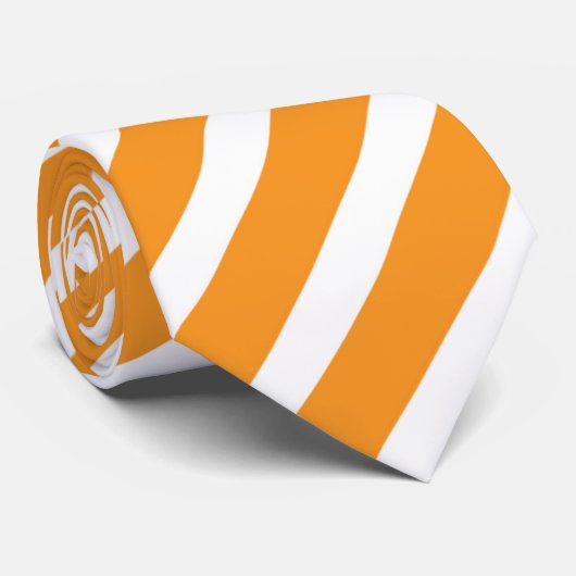 Cravate motif à rayures blanches cool orange (Roulé)